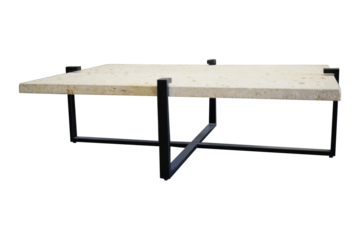 Modern Coffee Table - Stone Top, Metal Base Furniture