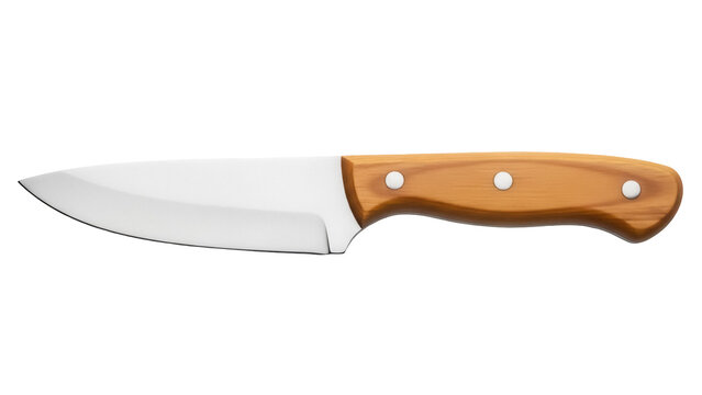Chef s knife with wooden handle isolated PNG, kitchen utensil for cutting and food preparation on transparent background