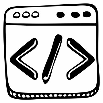 Coding Icon with Angle Brackets and Slash for Web Development