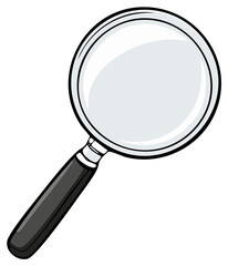 Magnifying glass illustration, scientific tool for inspecting and observing.
