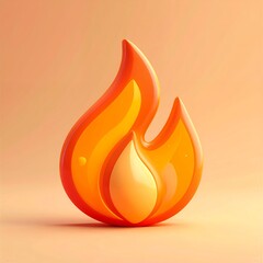 Vibrant 3D Rendered Flame Icon on a Warm Orange Background.