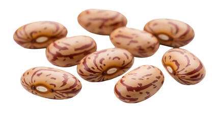 Pinto beans isolated PNG on transparent background, uncooked legumes with mottled pattern for...