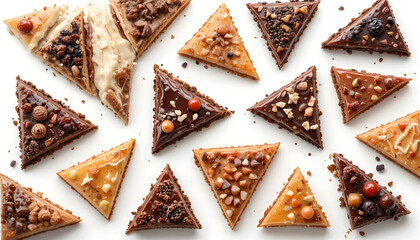 Chocolate chip cookies on white background