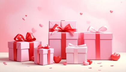 “Fifteen gift boxes in three rows wrapped in red, pink, and purple paper with bows, featuring polka dots, stripes, and solid colors”