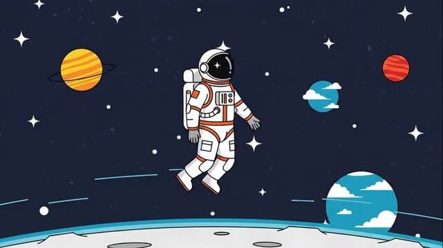 animated video of an astronaut floating in space