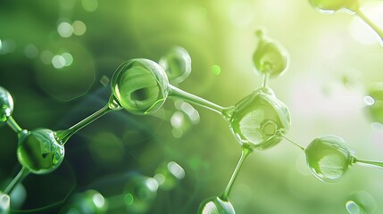 Green molecular structure with glowing spheres and connections 1