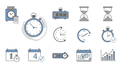 Fototapeta premium Collection of various clock icons.