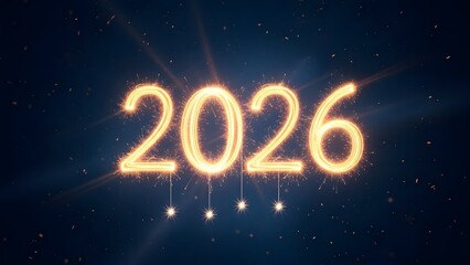 Glowing 2026 year sign with sparkling effect