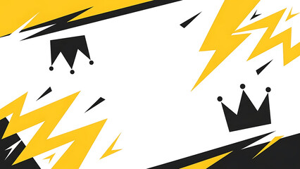 gaming esports background with yellow lightning bolts and black crowns a dynamic template for competitive events streaming and victory projects.
