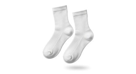 Clean White Ribbed Socks Floating Elegantly on a Bright Background