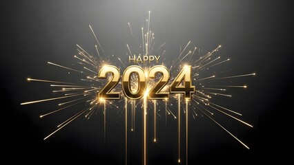 Fototapeta premium Sparkling gold 2024 new year s celebration emblem