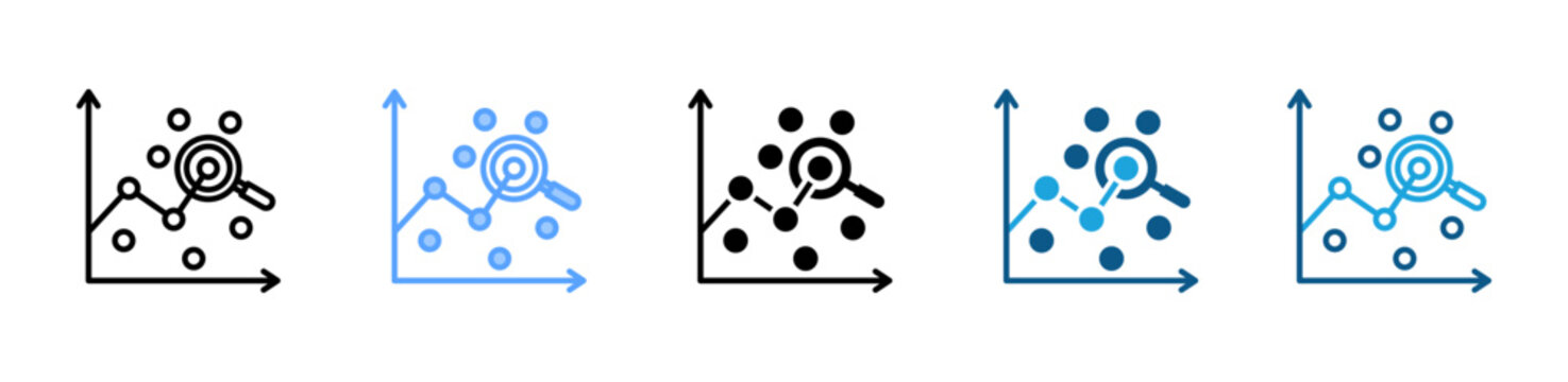 Data Correlation icon set multiple style collection