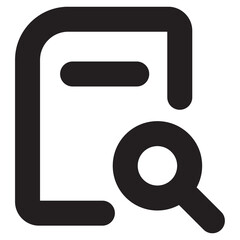 Document Search Icon Vector, Minimalist File Discovery Symbol with Magnifying Glass for Data Audit and Paperwork