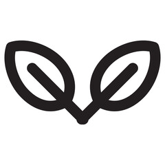 Black Minimalist Leaf Icon, Simple Linear Nature Symbol for Eco-Friendly, Sustainability, and Environmentally Friendly UI
