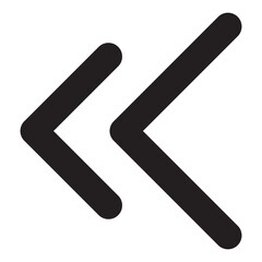 Black Minimalist Double Left Arrow Icon, Simple Linear Rewind Symbol for Navigation and Media Player UI