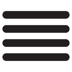 Black Minimalist Hamburger Menu Icon, Simple Four Line Navigation Symbol for Web and Mobile App Interface