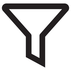 Black Minimalist Filter Icon, Simple Linear Funnel Symbol for Data Sorting, Search Refinement, and E-commerce UI