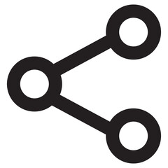Black Minimalist Share Icon, Simple Linear Networking Symbol for Social Media, Connection, and Content Distribution