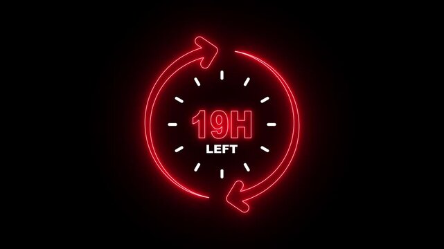 Countdown Timer Showing 19 Hours Left Concept for Deadline, Urgency and Time Management. Urgency and Deadline Countdown with Circular Timer and Time Left Indicator.