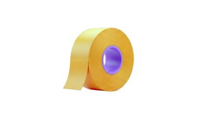 Yellow Tape Roll on White Background