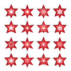 Obraz premium Red Star Vector Illustration Set