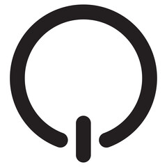 Minimalist Power Button Icon, Black Outline Start Symbol for Electronics, Energy, and System Interface Design