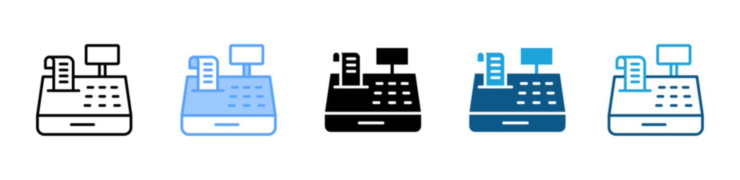 Cash Register icon set multiple style collection