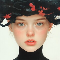 Unique hair studio fashion photography portrait of a young woman's artistry