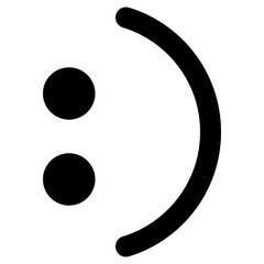Minimalist Happy Smiley Face Icon, Simple Black Emoji Symbol for Customer Feedback and Positive User Experience