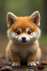 Obraz premium Adorable shiba inu puppy with soft fur and expressive eyes