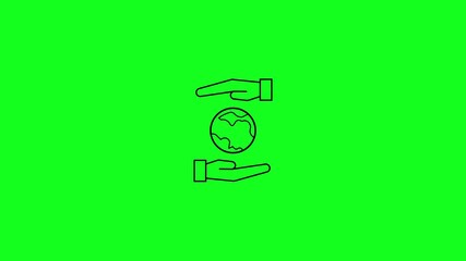 animated earth and hand icon symbolizing protection and concern for the environment - Powered by Adobe