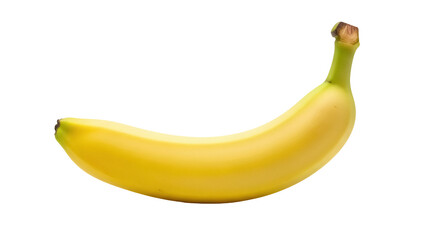 Ripe yellow banana PNG isolated on transparent background, tropical fruit rich in potassium for healthy eating and cooking