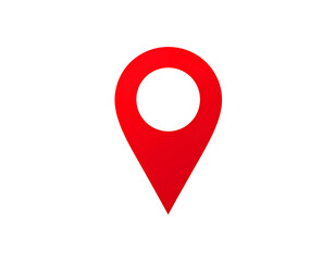 Vivid red location marker with a black background