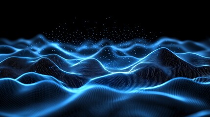 Fototapeta premium Mesmerizing abstract blue wave background with dynamic dot patterns and fluid motion art.