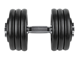 Adjustable dumbbell fitness equipment for strength training, isolated on white and transparent background (PNG)