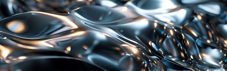 Shiny Metallic Waves with Reflective Surfaces abstract