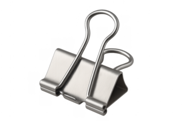 Silver binder clip holding papers for organization