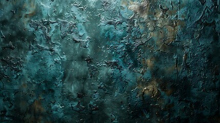 Textured Blue Green Wall Surface with Irregular Patterns