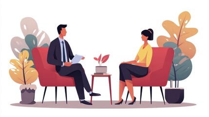 Professional Discussion Between Two Business Colleagues in an Office