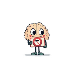 Whimsical brain character displaying target symbol representing accuracy precision and focus