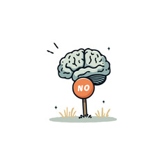 Whimsical brain illustration depicting cognitive denial with playful design and clever symbolism