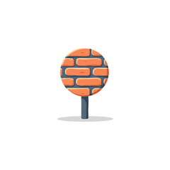 Whimsical brick circle on a stalk: A playful graphic element with architectural charm and unique
