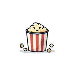 Whimsical striped container of popcorn illustration expressing cheerful delight perfect for a