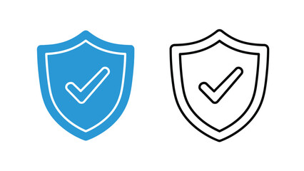 Two shield icons with checkmarks one colored and one outlined