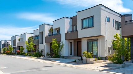 Fototapeta premium Modern Apartment Complex Exterior / モダンな集合住宅の外観