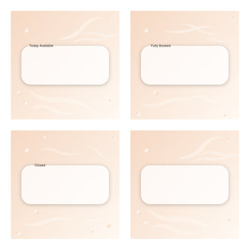 Appointment Availability Social Media Banner Templates Set of 4, Beige Relaxation Background, Vector