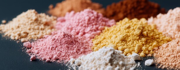 Raw, Texture,Holi Festival Colors,Vibrant Organic Mineral Pigment Macro, Abstract Colorful Granular Powder Texture, Artisan Cosmetic Raw Material Backdrop,