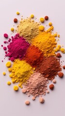 Raw, Texture,Holi Festival Colors,Vibrant Organic Mineral Pigment Macro, Abstract Colorful Granular Powder Texture, Artisan Cosmetic Raw Material Backdrop,
