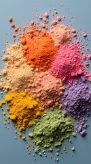 Raw, Texture,Holi Festival Colors,Vibrant Organic Mineral Pigment Macro, Abstract Colorful Granular Powder Texture, Artisan Cosmetic Raw Material Backdrop,