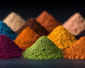 Raw, Texture,Holi Festival Colors,Vibrant Organic Mineral Pigment Macro, Abstract Colorful Granular Powder Texture, Artisan Cosmetic Raw Material Backdrop,